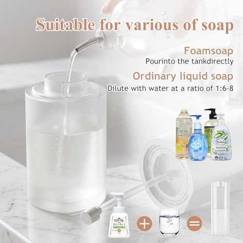 Automatic Soap Dispenser Touchless, Liquid & Foaming Soap Dispensers, USB Rechargeable Smart Hand Soap Dispenser, 3-Level Adjustable, 12.2oz/360ml (2 Pcs Foam Set White) - color: 2 Pcs Foam Set White