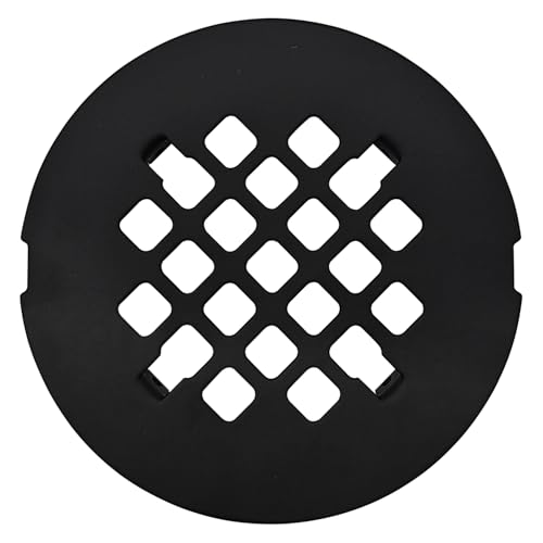 4 ¼” Matte Black Snap-in Shower Drain Cover - Premium Round Black Grate Replacement - 4.25" OD Strainer - Easy Install - Durable Solid Brass Construction - color: Black