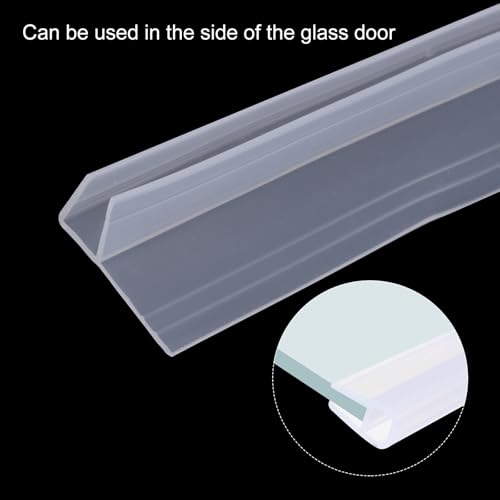uxcell Shower Door Side Seal, WidenF-Type Shower Door Sweep for 3/8" Glass 130" Long Silicone Frameless Glass Door Seal Strip, Stop Shower Leaks, Clear - size: 3/8" Glass 130" Long