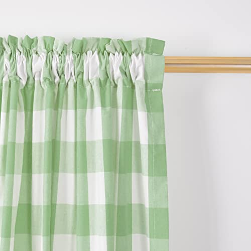 3 Pc Cotton Classic Country Farmhouse Kitchen Window Curtain -Mint Green & White Buffalo Check Tier & Valance Set, 54" x 18" / 27" x 30" - color: Plaids Mint Green&white, size: 27"W x 30"L (Pack of 3)