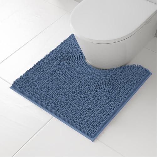 RUN HELIX Toilet Rugs U-Shaped 20x20 Extra Soft Chenille Bath Rugs, PVC Backing Quick Dry, Machine Washable Contour Bathroom Rugs for Toilet Contoured Bath Mats Home Decor Accessories Dark Blue - color: Dark Blue, size: U20"x20"