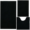 Black Bathroom Rug Chenille 3-Piece Extra Soft and Absorbent Shag Bathroom Rugs, Machine Wash Mat, Strong PVC Non-Slip Underside, Plush Carpet Mats (Black) - color: Black, size: 2'8" x 1'8" (16x24"+20x32"+20x20"U shape）