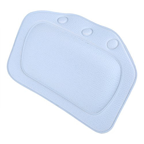 Bath Pillow Bathtub Pillow, Non Slip Tub Head Neck Back Support Cushion Soft Foam Padded Headrest for Home Spa Relaxing Bathroom (Blue)