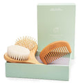 Ullabelle 3 Piece Wooden Baby Hair Brush and Comb Set for Newborns & Toddlers in Chic Gift Box - Ultra Soft Natural Goat Hair and Wood Baby Brush Set Prevents Cradle Cap - Perfect Registry Gift (Sage) - color: Sage