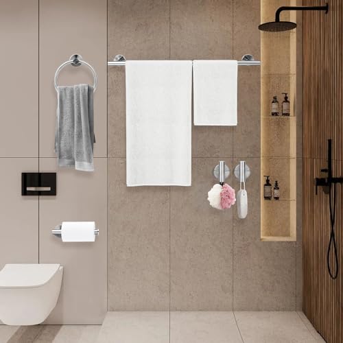 Brushed Nickel Bathroom Hardware Accessories Set 5 Piece, Stainless Steel Bath Towel Bar Set 24 Inch,Toilet Paper Holder,Towel Ring Holder,Towel Rack Set, Brushed Nickel - color: Brushed Nickel