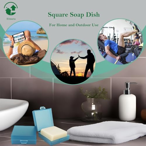 Square Soap Dishes Holder for Shower Travel Container with Lid Lightweight Waterproof Soapbox for Dr. Squatch Men's Bar for Traveling Toiletry Gym Bathroom (Light blue) - color: Light blue
