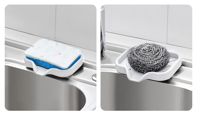 2 Pcs White Silicone Self Draining Rectangular Soap Dishes - Waterfall Soap Trays - Soap Dishes for Bar Soap - Soap Boxes - Soap Case - Soap Container - Soap Pads - Kitchen Sink - Shower - Bathroom ! - color: Cream, size: S(4.7X3.5) 2 PCS