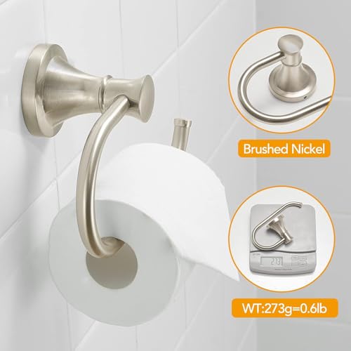 BESy Brushed Nickel Toilet Tissue Paper Holder Brushed Nickel Bathroom Accessories Toilet roll Paper Hanger, Wall Mounted, Rustproof - color: Brushed Nickel