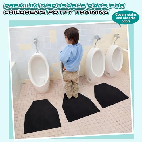 50 Pack Disposable Urinal Floor Mats Nonwoven Restroom Splash Pads with 300 Adhesive Dots 17.5" x 21" Mats Commercial Mens Bathroom Tile Protection Office Bar School Gym Facility Use(Black) - color: Black