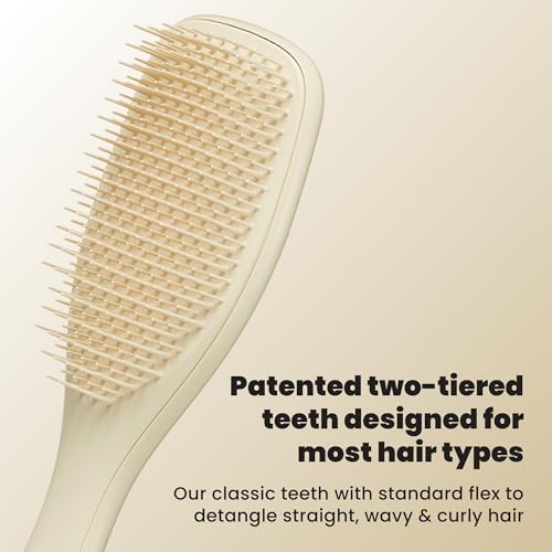 Tangle Teezer Ultimate Detangler Brush, Straight to Wavy, Cappuccino | Patented two-tier, regular-flex teeth reduce breakage & split ends on wet or dry hair; Shower-friendly hairbrush for all ages - color: Cappuccino