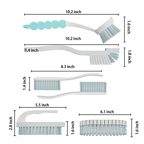 6 PCS Cleaning Brush, Scrub Brush Set for Kitchen and Bathroom Household Use with Various Brushes for Cleaning Dishes, Tiles, Corners and Floors Sky Blue - color: Blue