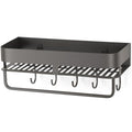 Extended version Adhesive Shower Caddy, 15.7 inch Stainless Steel Shower Shelves for Inside Shower with Hooks & Towel Bar-No Drilling(Gun Gray) - size: 15.7inch-1Pack-Adhesive Gun Gray
