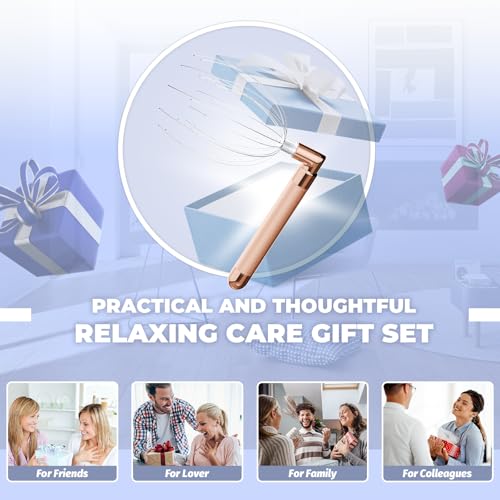 Head Massager Scalp, Vibrating Electric Scalp Massagers, Battery Powered Head Scratchers Massager Whisk Hair Massage Relax Tool with 20 Metal Fingers for Stress Relief, ldeal Gift for Women & Men - color: Rose Gold