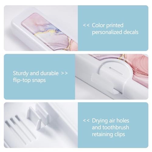 2 Pcs Toothbrush Travel Case - Colorful Pattern, Holder and Covers for Toothbrushes, Includes Tongue Scraper Case - color: 2PCS - 1, size: Small