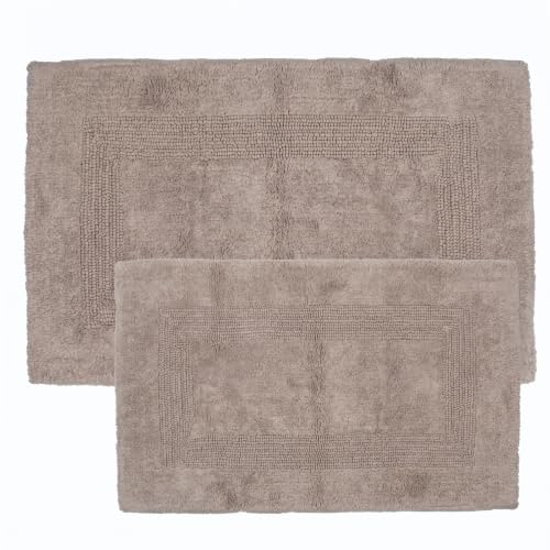 Bathroom Rugs - 2-Piece Cotton Bathroom Mat Set - Machine Washable Bath Mats for Washroom, Kitchen, or Laundry Room by Lavish Home (Taupe) - color: Taupe