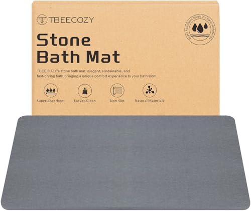 Stone Bath Mat, Diatomite Fast Drying Non Slip Stone Shower Mat, Super Absorbent for Bathroom & Kitchen, Multi-Use as Pet Mat, Easy to Clean 16"x24", Gray - color: Style 08-gray, size: 16"x24"