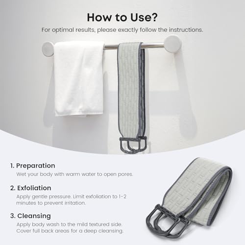 eaxun Exfoliating Back Scrubber with Plastic Handles for Shower, 36 Inches Bath Back Exfoliator Body Cleaner for Men, Women and Elderly, Dual-Sided Roughness Back Washer for Deep Cleansing - size: Medium