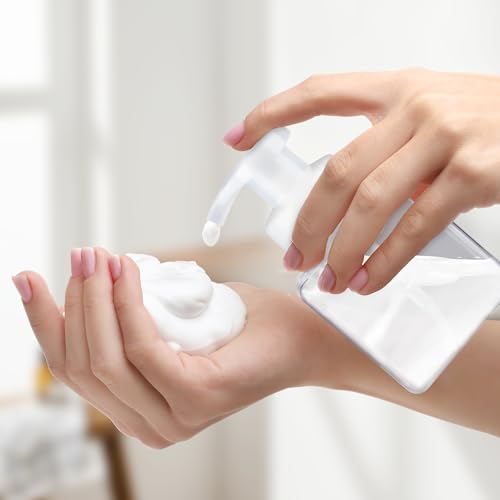 250ML Foaming Soap Dispenser, 2-Pack Plastic Hand Soap Dispenser, Refillable Leakproof Foam Pump Bottle with Waterproof Labels, for Shampoo, Body Wash - color: Clear, size: 250ML