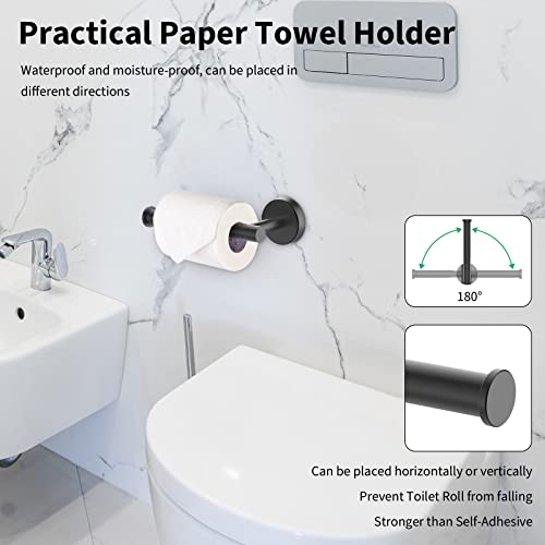 Newfun 10 Pieces Matte Black Bathroom Hardware Set - Includes 24 inch Towel Bar, Robe Hook, Toilet Paper Holder, Stainless Steel Bathroom Accessories Set for Bathroom Wall Mounted - color: Matte Black