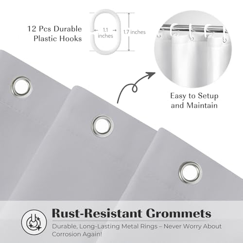 Seasonwood Grey Shower Curtain Modern Fabric Shower Curtains White Tassels Farmhouse Shower Curtains Striped Shower Curtain Waterproof 72x72 Inch - color: Grey, size: 72"W x 72"L (Pack of 1)