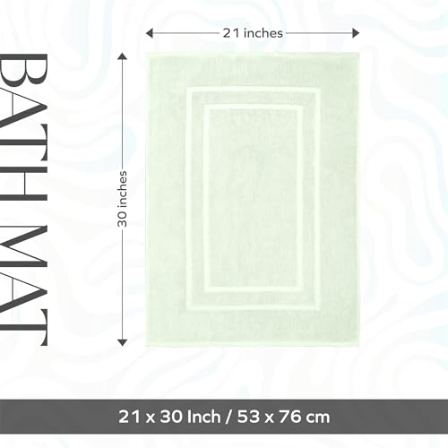 Feather & Stitch 2 Piece Towel Like Bath Mats (30x21 Inch) 100% Cotton Terry Bath Mats, Bathroom Shower Floor Mats [NOT A Bathroom Rug], Soft Absorbent Washable Mats - Frost - color: Frost