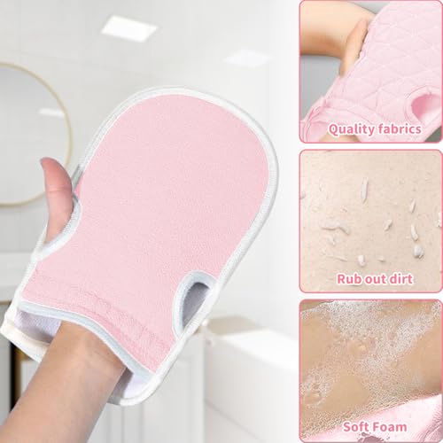 3 PCS Exfoliating Back Scrubber Strap Double Sided Bath Sponges Washer for Shower Deep Clean Towel Long Shower Towel,Pink - color: Pink