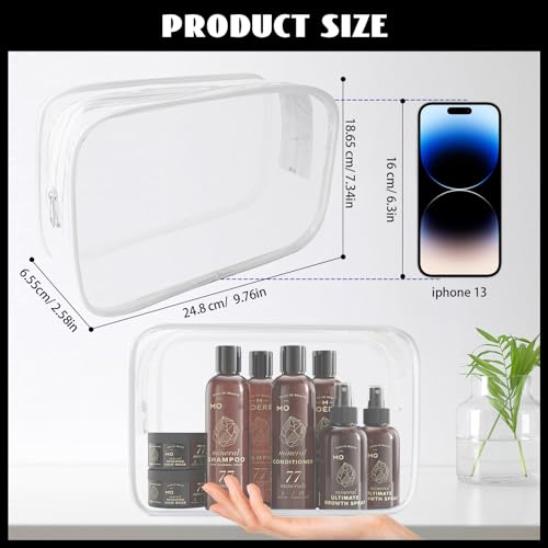 YedsIntu 16 Pack Waterproof Cosmetic Bag TSA Approved Toiletry Bag, Portable Travel Pouch with Zipper, Vinyl Plastic Organizer Storage for Men and Women (White-L) - color: White-L
