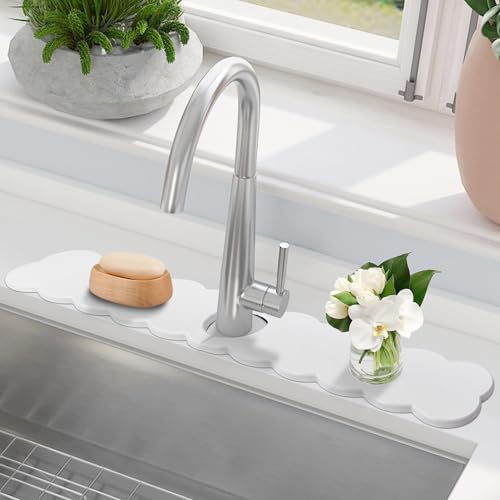23.6'' Long Size Diatomite Faucet Mat Fast Drying Stone Sink Tray Splash Proof Bathroom Counter Faucet Super Water Absorption - size: 23.6" x 3.9"