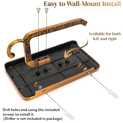 SOUJOY 2 Pack Vintage Toilet Paper Holder with Shelf, Bathroom Tissue Roll Hanger, Anti-Rust Aluminum Wall Mount Toilet Paper Dispenser with Storage Rack for Phone, Wipes, Soap, Antique Bronze