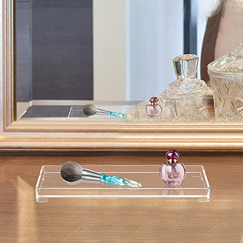 Vanity Bathroom Tray Acrylic Clear Rectangle Decorative Organizer, Small - color: Clear, size: 11.2" x 4.1" x 1"