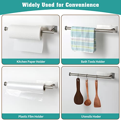 theaoo Under Cabinet Paper Towel Holder for Kitchen, Adhesive Paper Towel Roll Rack for Bathroom Towel, SUS304 Stainless Steel Wall Mount, Both Available for Adhesive and Screws - color: Silver