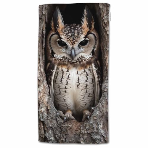 HGOD DESIGNS Owl Hand Towels Funny Cool Camo Owl Soft Hand Towel for Bathroom Kitchen Yoga Gym Decorative Towels 15"X30" - color: Towel-31