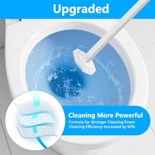 Kifmurase 100 Pcs Toilet Wand Refills Disposable Toilet Brush Replacement Heads, Disposable Sponge Refill Heads Household Cleaning Bathroom Cleaners Compatible with Most Toilet Brushes