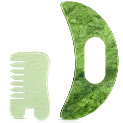 BBTO 2 Pcs Jade Comb for Scalp Massage Gua sha Comb for Head Body spa Hair Multifunctional Handheld Massage Tools(Fashion, Classic) - style: Fashion, Classic