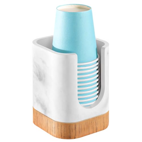 Luxspire Bathroom Cup Dispenser, Dixie Cup Holder 3-5oz, Disposable Paper Cup Holder for Bathroom, Cotton Pad Container, Guest Bathroom Essentials, Gravel White - color: Gravel White, size: 3-5oz