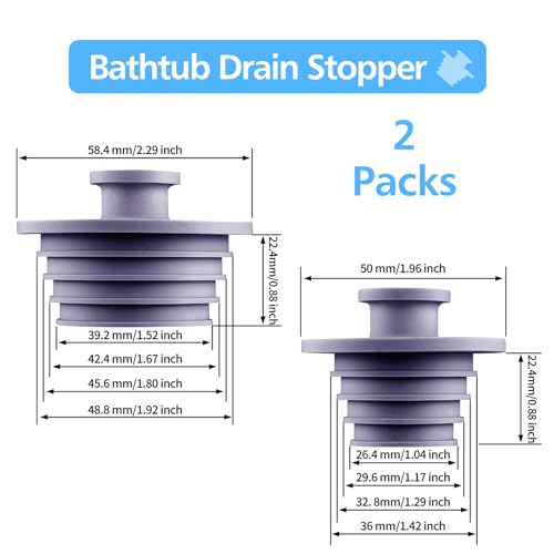 Aluvor Bathtub Stopper Drain Plug Bathroom Tub Plug Sink Stopper 2pcs | Silicone Bathtub Drain Plug Tub Drain Stopper Washbasin Stopper - color: Purple, size: Large+Small