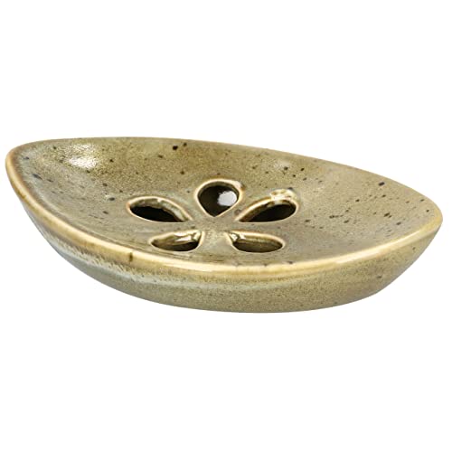 Ceramic Soap Dish with Self Draining Tray for Bar Soap, Bathroom, Kitchen (Frog Eggs) - color: Frog Eggs