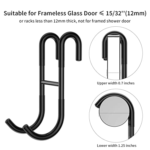 Shower Squeegee for Glass Doors, 10-Inch Stainless Steel Squeegee Bathroom Doors Mirror Car Windows with Matching Hooks Holder and Replacement Blade (Black) - color: Black, size: 10-inch