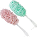 PPHAO - Loofah on a Stick for Men & Women - Bath Brush with Long Handle - Plastic Loofah Sponge - 2Pack in Green & Pink - style: Green and Pink