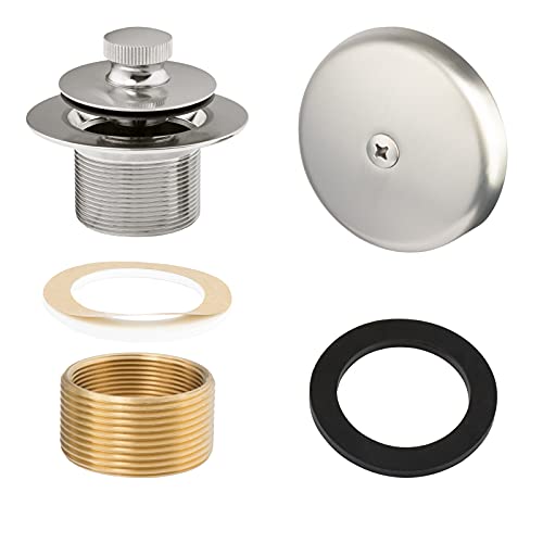 Artiwell Push & Lock Tub Trim Set with Single-Hole Overflow Faceplate, Bathtub Conversion Kit Assembly with Conversion Bar, Universal Fine/Coarse Thread, No Putty Installation (Brushed Nickel) - color: Brushed Nickel