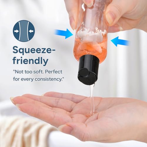 Travel Bottles for Toiletries 3.4 oz TSA Approved - 5 Pack Leak Proof Travel Size Containers, Clear Squeezable Plastic Bottles with Labels for Shampoo Lotion, Flight Cruise Gym Essentials - color: Clear