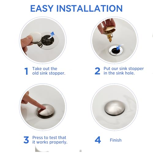 Bathroom Sink Drain Stopper, 2-in-1 Pop Up Sink Drain Stopper Strainer for 1.06"-1.65" Basin Drain Holes, Brass Bounce Core Sink Stopper with Anti-Clogging Hair Catcher - color: Chrome Silver(l)-1p
