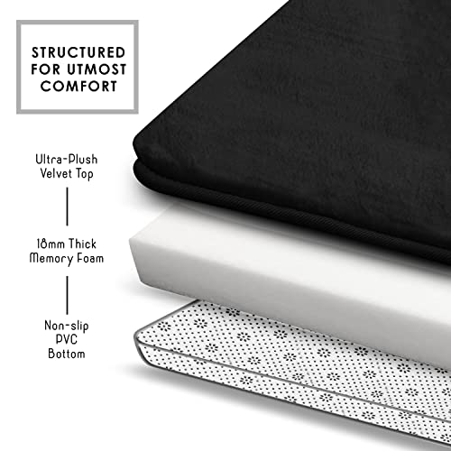 Clara Clark Bathroom Rugs, Velvet Memory Foam Bath Mat, Non-Slip, Machine Washable Bath Rugs - Dries Quickly, Ultra Soft Plush Bath Mats for Bathroom, 20 x 32, Black - color: Black, style: 20 x 32