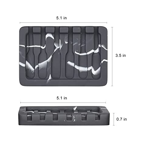 INIUNIK Self Draining Soap Dish - Marble Look Soap Holder Tray Savers Box Container Sponge Holder for Bathroom Shower Kitchen, Black - color: Black-1 Pack