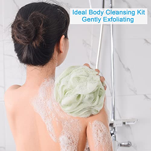 AmazerBath Loofah Sponge 60g/Piece, Exfoliating Bath Sponge Body Scrubber - Loofa Set of 4 Neutral Colors - style: Light Brown