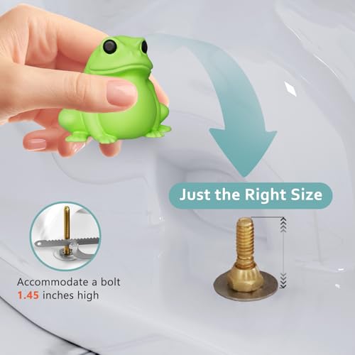 boeemi Glow in The Dark Frog Toilet Bolt Covers Caps Decorative 2 Pcs | Luminous Green PLA, Bottom Hole 0.94'', Covers Rusty Bolts, Fun Bathroom Decor for Kids, Glows After Light Exposure - style: Frog