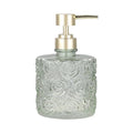 Marcella Glass Soap Dispenser with Soap Pump, Refillable 14 Ounce Capacity, Floral Design Rose Patterns, Heavy Weight Thick Glass for Bathroom, Premium Kitchen Soap Dispenser Reseda Sage - color: Reseda Sage