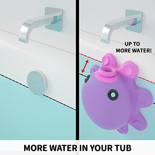Bathtub Overflow Drain Cover - Tub Overflow Drain Cover, Soak Bath, Spa Accessories - Adds Inches of Water for Deeper Bath (Silicone, Hot Pink) - color: Hot Pink
