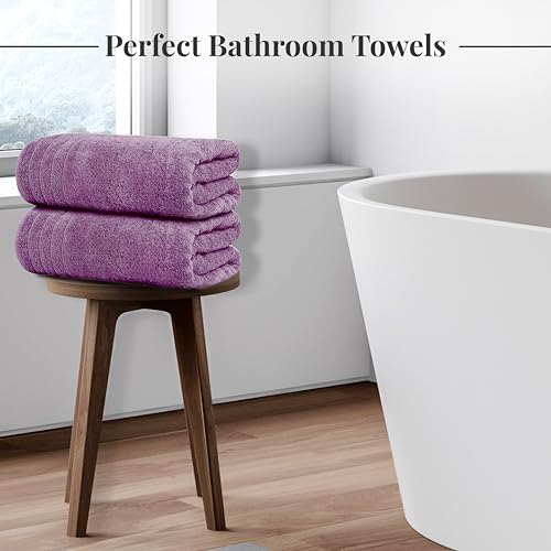 Tens Towels Pack of 4 Extra Large Bath Towels 30 x 60 Inches, 100% Cotton, Larger & Lighter Weight, Quicker to Dry, Super Soft and Absorbent, Perfect for Bathroom, Purple - color: Purple