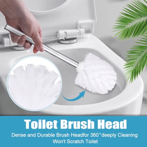 EKDJKK 2PCS Toilet Bowl Brush Replacement Head, Toilet Brush Head Replacement with Durable Stiff Bristles, Cleaning Tool for Home Hotel Bathroom (White) - color: White